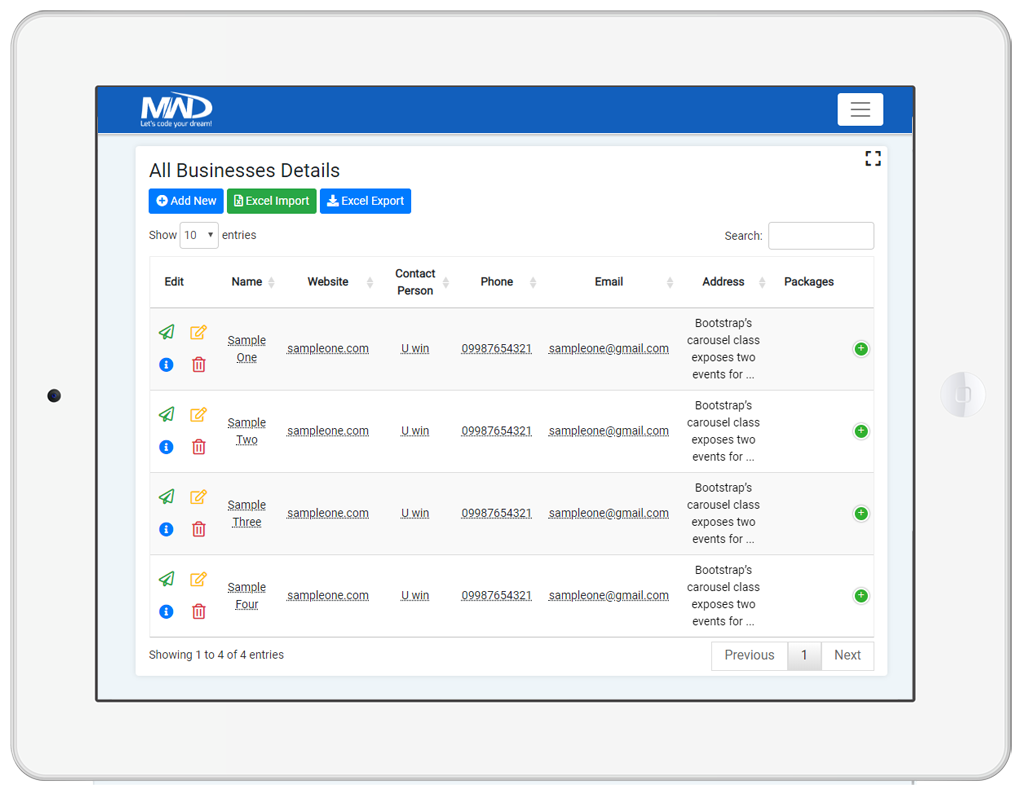 MWD Office Application Tablet View