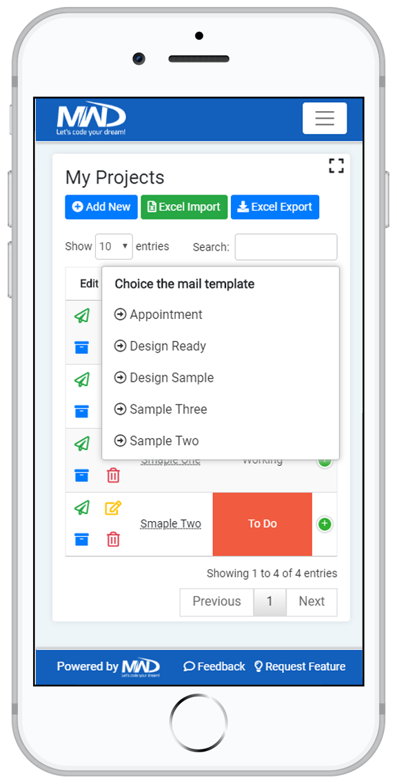 MWD Office Application Mobile View