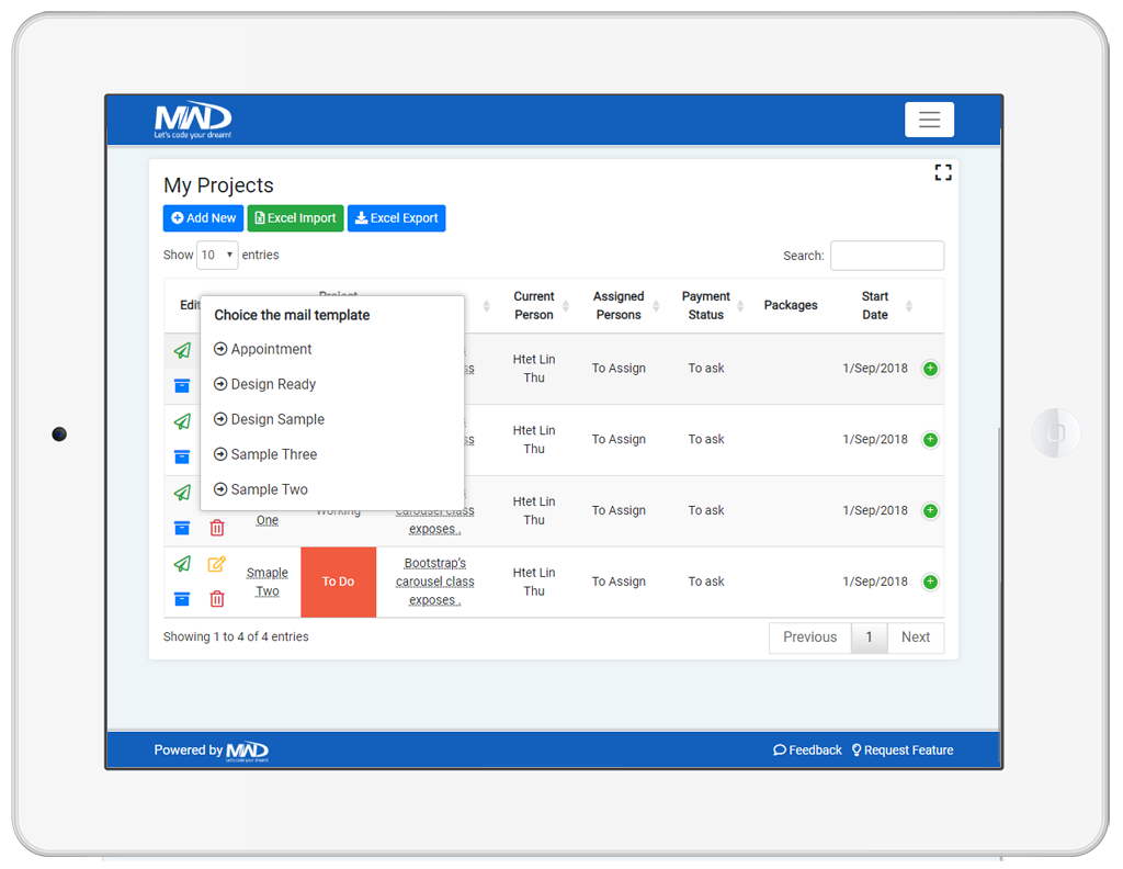 MWD Office Application Tablet View