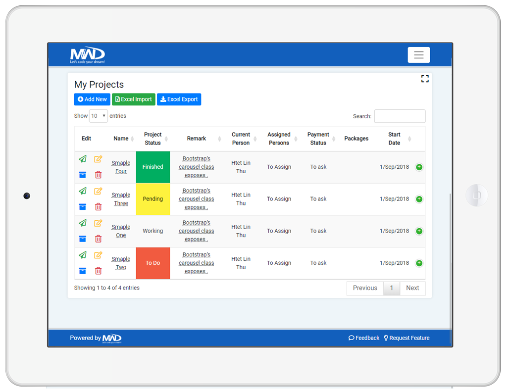 MWD Office Application Tablet View